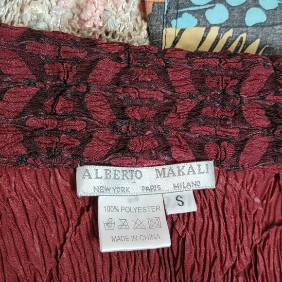 Alberto Makali Shirt Womens S Red Open Front Sequin Crinkle Cardigan Top Jacket - Picture 9 of 10